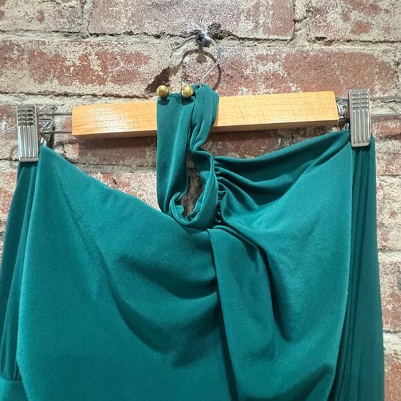 Club L London Forever Dreaming Green Halterneck Split Ruched Maxi Dress Large - Picture 5 of 7